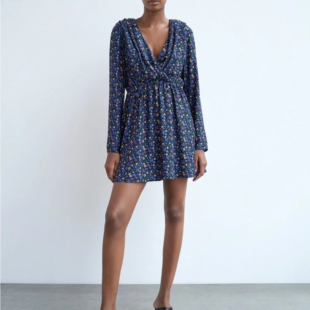 ZARA Shoulder ZARA BLUE FLORAL PRINTED Floral Print - Picture 2 of 15